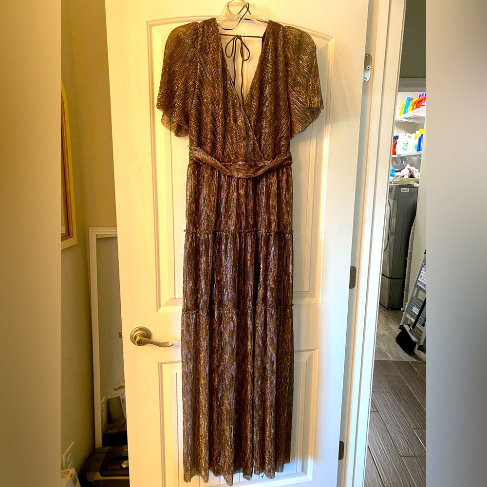 Floret Studios Open Back Metallic Formal Dress - Large - Nordstrom